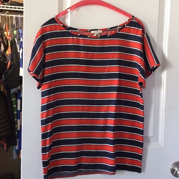 Red and blue striped silk top - Picture 1 of 1